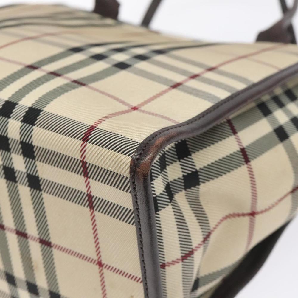 BURBERRY Nova Check Hand Bag Nylon Leather Beige Silver Auth ac3586 - Picture 14 of 16